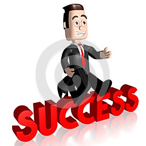 3D jumping businessman - success concept