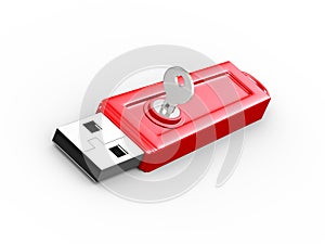 3d key and locked usb flash drive