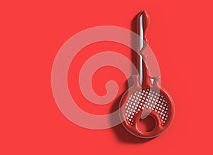 3D Key with Red Background