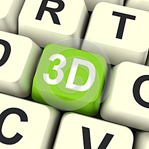 3d Key Shows Three Dimensional Printer Or Font