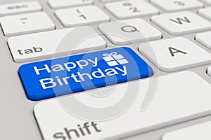 3d - keyboard - happy birthday - blue