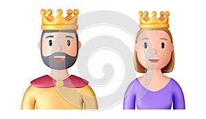 3d king and queen character icon.