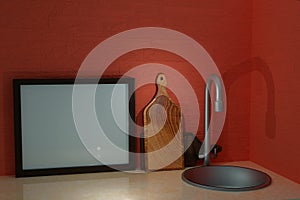 3D Kitchen visualization with photoframe