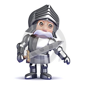 3d Knight in armour leans to the left