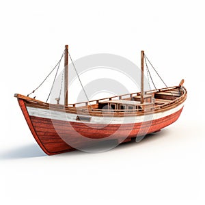 3d Knot Working Boat On White Background