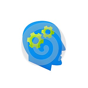 3d Knowledge vector icon. Concept for brain and head. Idea, mind, knowledge icon