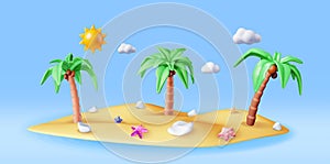 3D Landscape of Palm Tree on Beach
