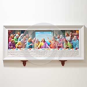 3d Last Supper Painting On White Frame - Acrylic, 2017