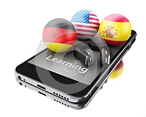 3d Learning foreign languages on smartphone.