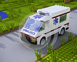 3D lego ambulance car