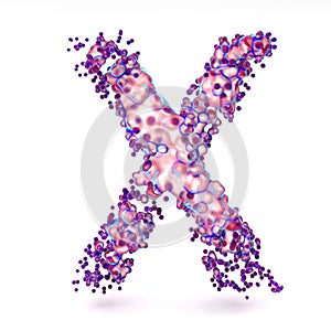3D Letter X with abstract biological texture