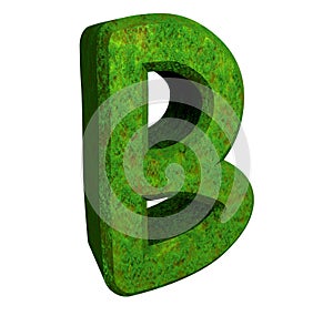 3d letter B in green grass