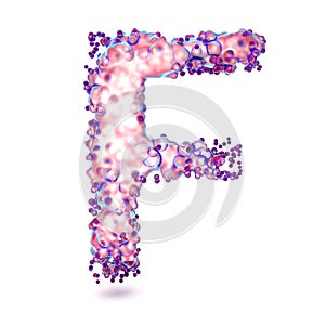 3D Letter F with abstract biological texture