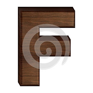 3d Letter F Made of Wood Isolated on a White Background