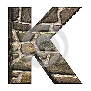 3D Letter K Made of Stones and Concrete