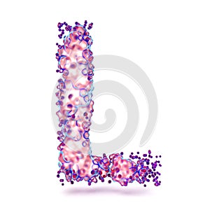 3D Letter L with abstract biological texture