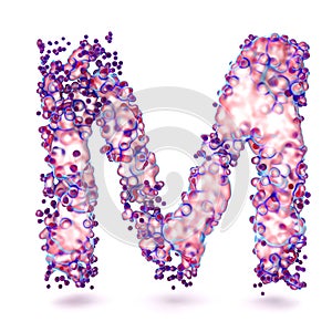 3D Letter M with abstract biological texture