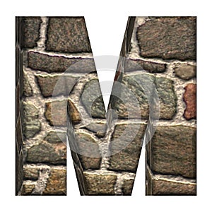 3D Letter M Made of Stones and Concrete