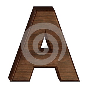 3d Letter A Made of Wood Isolated on a White Background