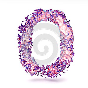 3D Letter O with abstract biological texture