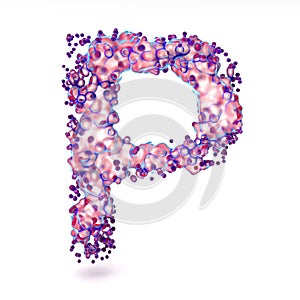 3D Letter P with abstract biological texture