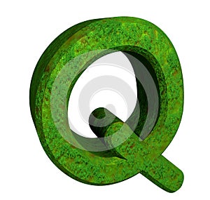 3d letter Q in green grass