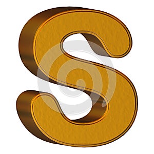 3d Letter S Made of Gold Isolated on a White Background