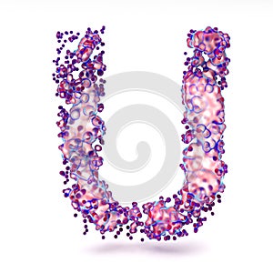 3D Letter U with abstract biological texture