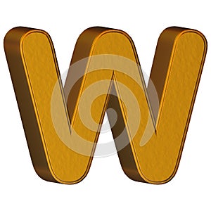 3d Letter W Made of Gold Isolated on a White Background