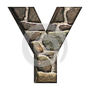 3D Letter Y Made of Stones and Concrete