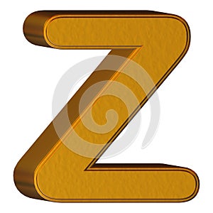 3d Letter Z Made of Gold Isolated on a White Background