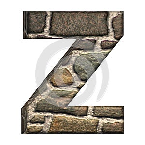 3D Letter Z Made of Stones and Concrete