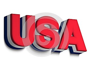 3d Lettering USA in Red, White, and Blue