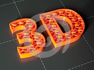 3D letters from 3D printing machine. 3D technology in action