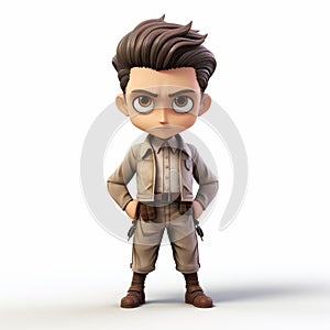 3d Levi With Caesar Cut Hairstyle - Isolated Full Body On White Background