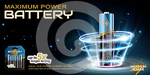 3D Li-Ion AA battery banner ad