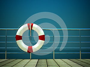 3d life ring and on safety barriers at sea