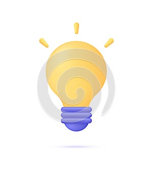 3D Light bulb icon. Business, strategy, idea, solution concept