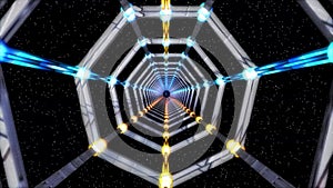 3D Light Grey Metallic Space Tunnel with Starfield Background Ã¬Ã¬