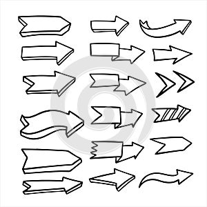 3d line art sketch art arrows set doodle elements.