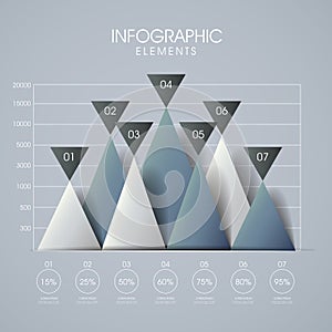 3d line and triangle chart infographics