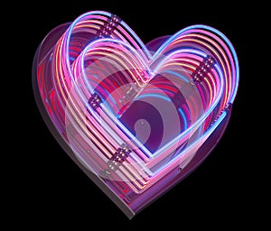 3d lines colorful neon font. Heart symbol