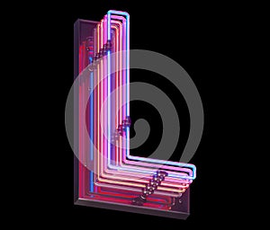 3d lines colorful neon font. Letter L