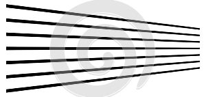 3d lines. Straight parallel stripes in perspective. Strips, streaks vanish, diminish. Horizon oblique, diagonal lines