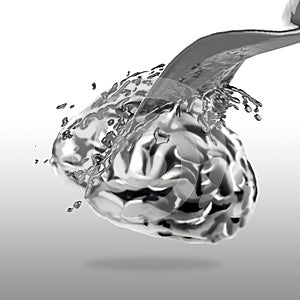 3d liquid metal splash on brain