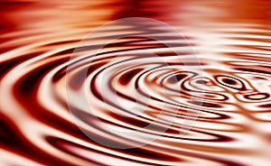 3D liquid ripples or CGI orange waves with a metallic reflection and circular lines surface. Texture, movement and