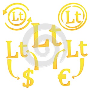 3D Lithvinian Litas currency symbol icon of Lithvinia