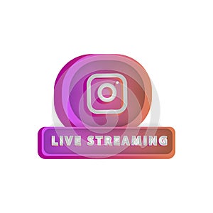 3d live sreaming instagram icon design isolated