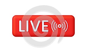 3D Live streaming icon. Broadcasting, livestream or online stream. Social media concept.