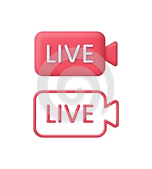 3D Live streaming icon. Broadcasting, livestream or online stream. Social media concept.